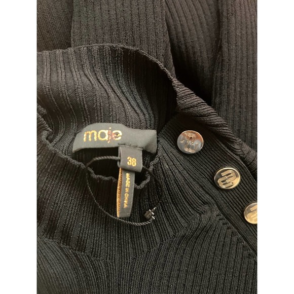 Maje black funnel-neck fitted jumper - Size 38 - Picture 7 of 7